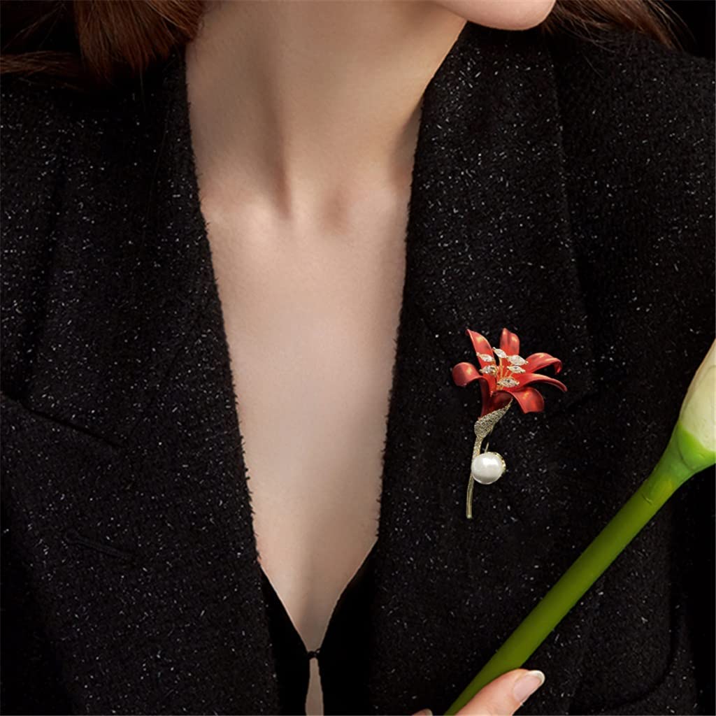 Rote Blume Brosche Elegante Weibliche Pin Anzug Zubehör Design Sinn Corsage Pin Schmuck