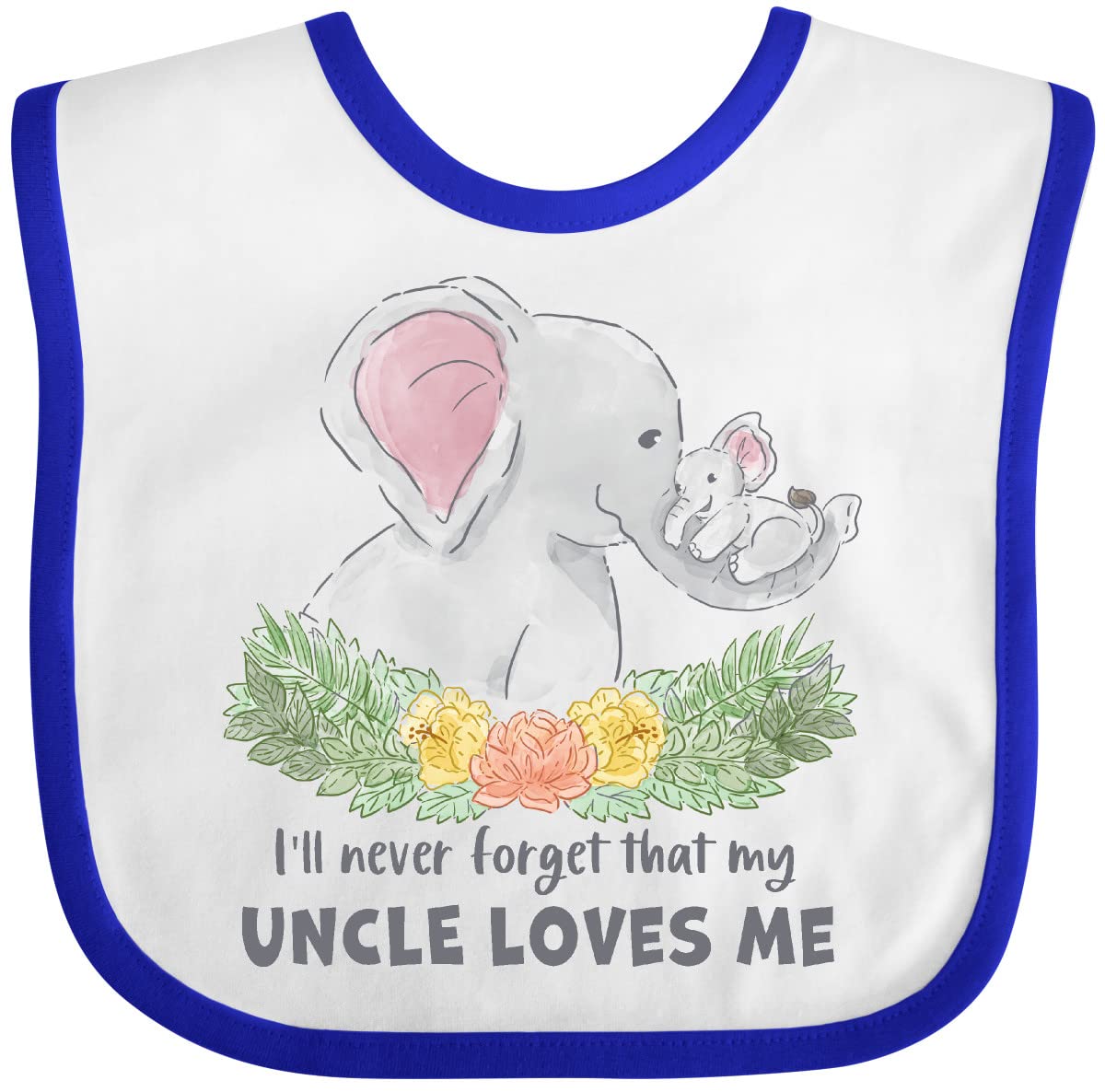inktastic I'll Never Forget That My Uncle Loves Me Cute Elephants Baby Bib