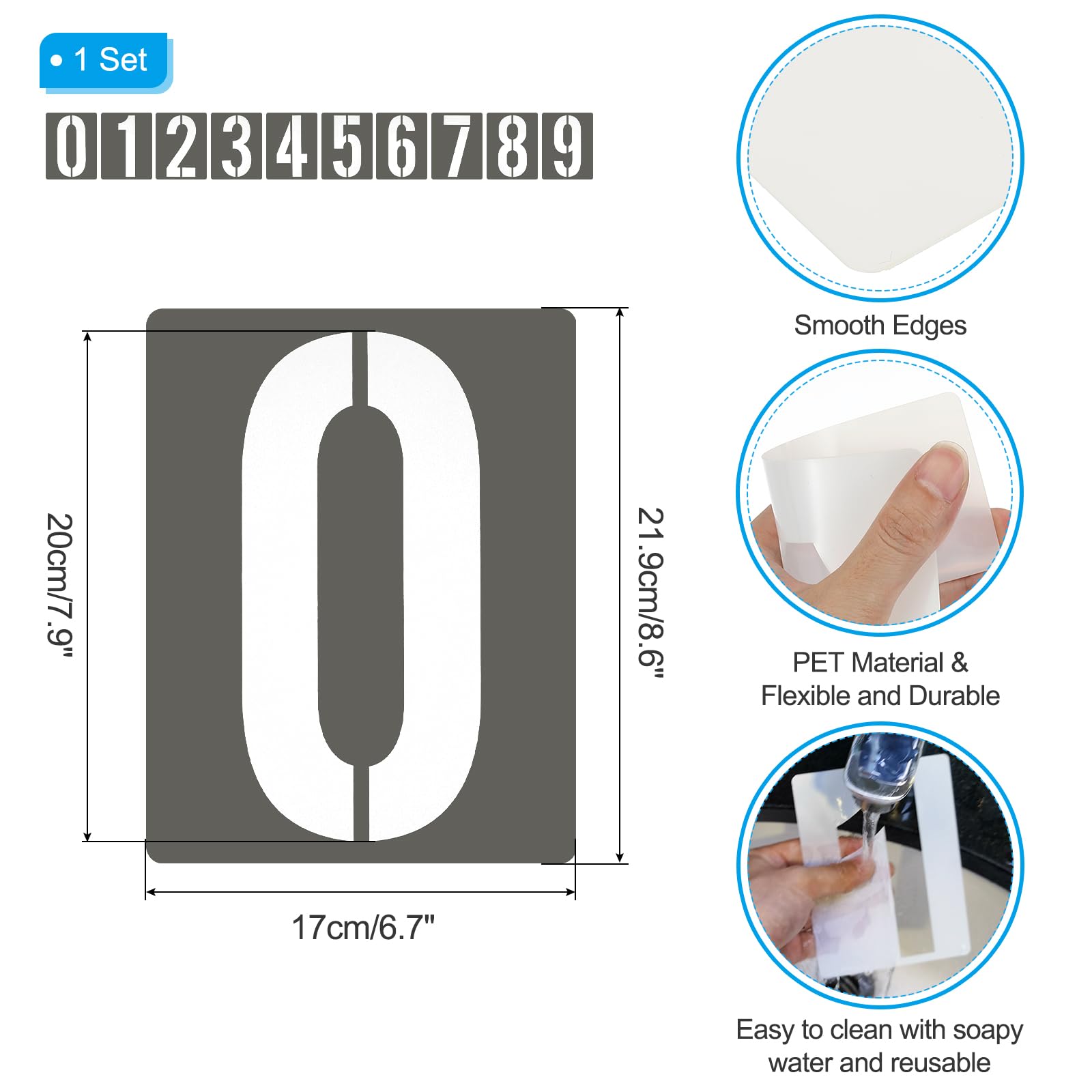 PATIKIL 10Pcs 8 Inch Large Number Stencils, 0-9 Address Number Stencil - Image 2