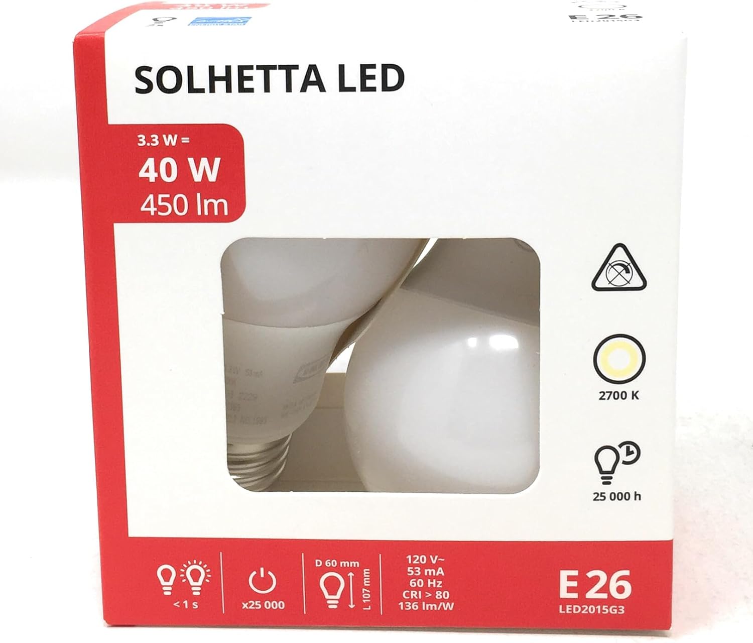 IKEA RYET Bulb, 2 Count (Pack of 1), White 1 2 Count (Pack of 1)