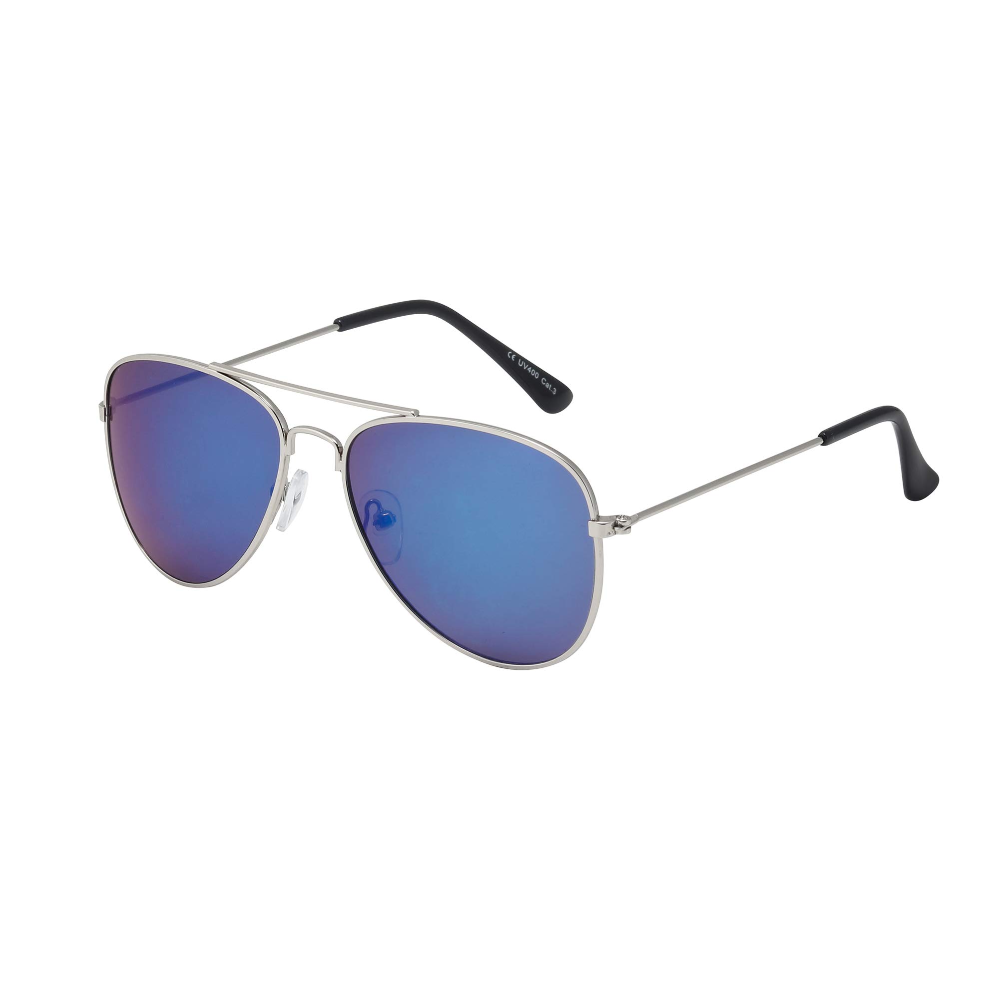 ASVP Shop® Kids Silver Mirrored Gold Black Lens Sunglasses UV 400 Boys Girls Childrens Childs (Blue Mirror)