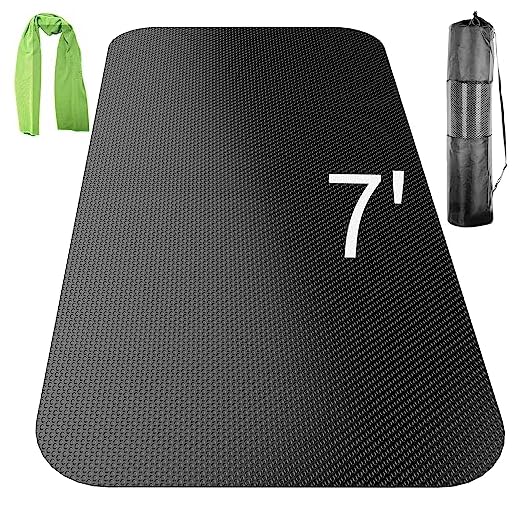 Large Exercise Mat 7'x3.2' ,Exercise Equipment Mat,Treadmill Mat, Exercise Bike Mat, Workout Mats for Home Gym Mats Gym Flooring Rubber Workout Mat Fitness Mat Large Yoga Mat Cardio Mat for Weightlifting, Jump Rope, Non-slipping
