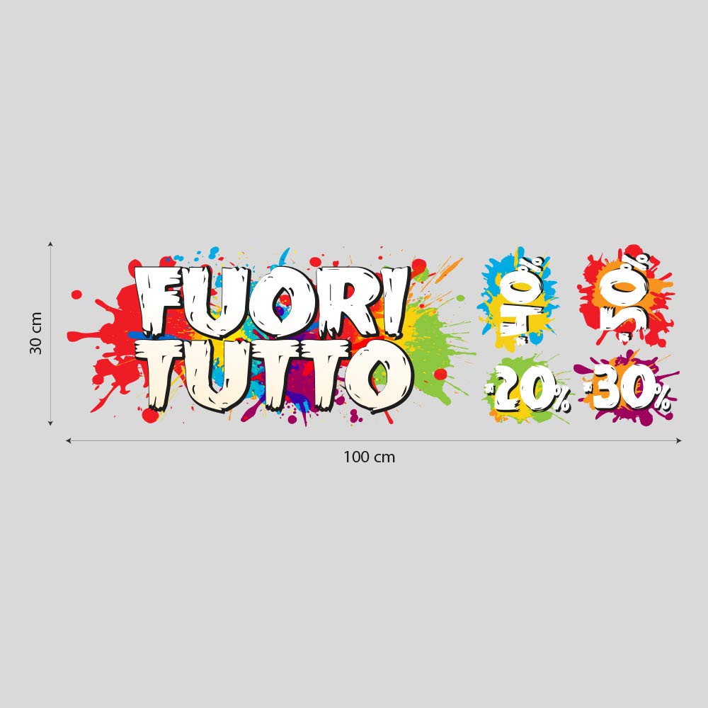 kina - UVSD0236 Vetrofania Trasparente Removibile Riposizionabile per Vetri Finestre Vetrine Negozi - Adesivi Saldi Estivi Invernali Sconti Occasioni - 1 Foglio 100x30cm