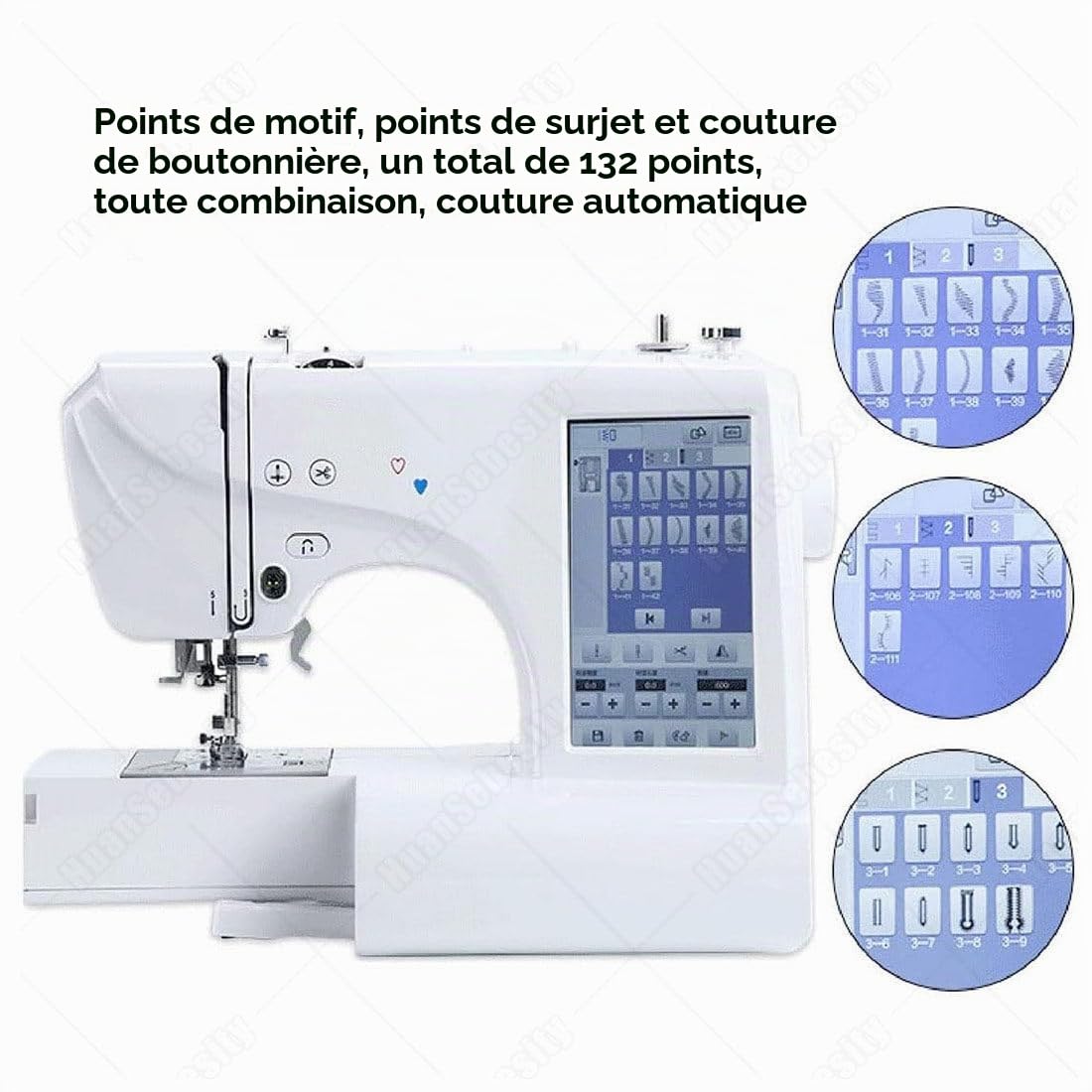Mini Machine à Coudre Domestique,Machine à Broder Automatique,Machine à Coudre Multifonction,avec écran Tactile LCD de 7 Pouces210 Lettres Intégrées Et 30 Bordures de Motifs