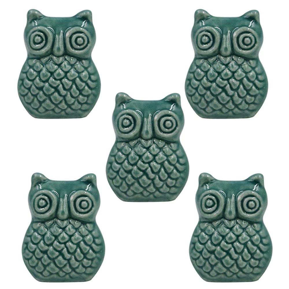 FirstDecor5Pcs Cartoon Owl Shape Knobs Cabinet Handles Door Hardware Handles Cupboard Closet Drawer Pulls (Green)