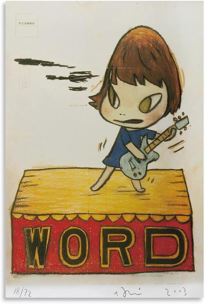 ZZYGGN GMGSW Guitar Girl by Yoshitomo Nara Canvas Poster Illustrations Wall Art Painting Yoshitomo Nara Prints for Bedroom Home Picture Decor 40x50cm Frameless