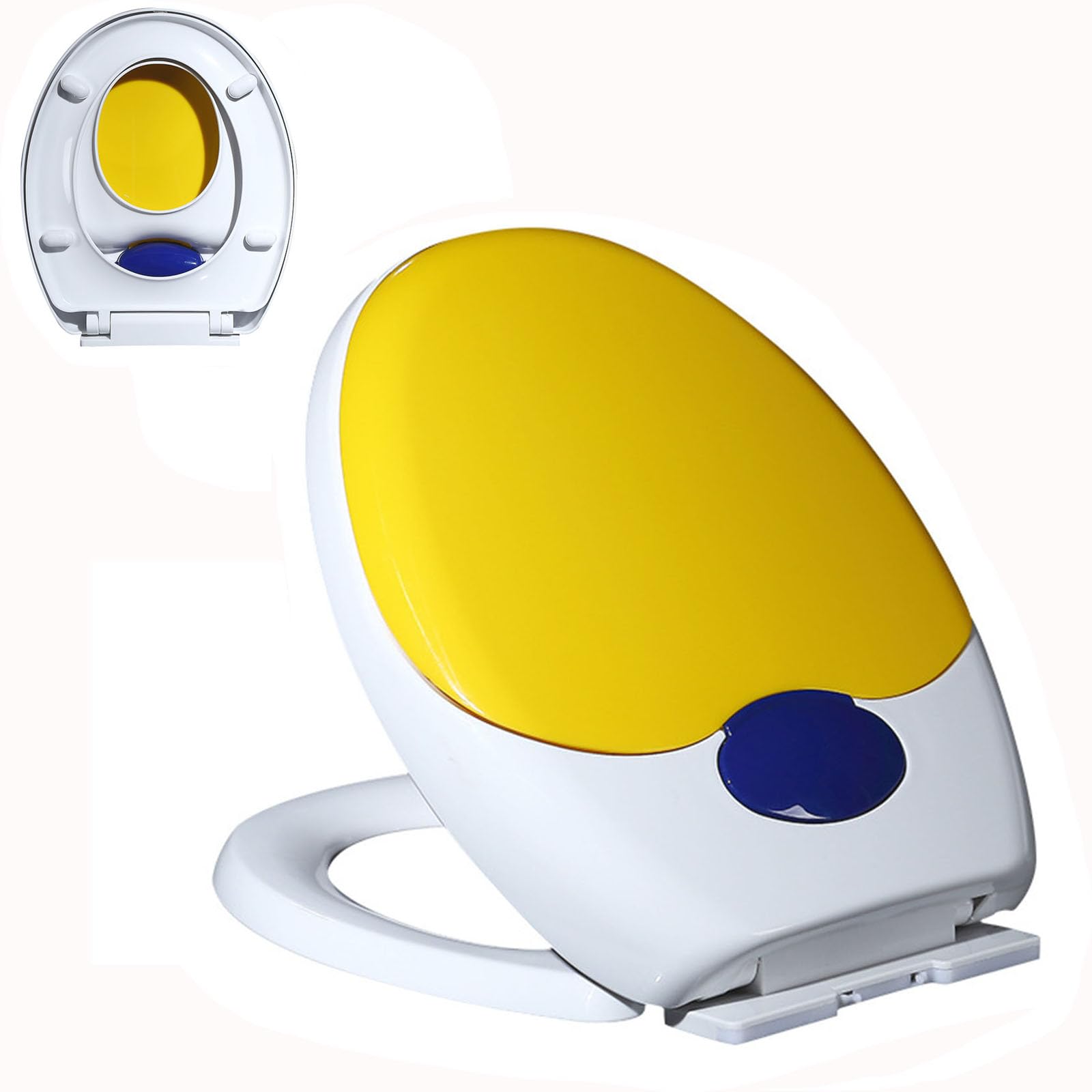 Potty Training Seat, Oval Toilet Seat, Quiet Slow Close, Easy Installation, PP, Yellow, 44x37cm