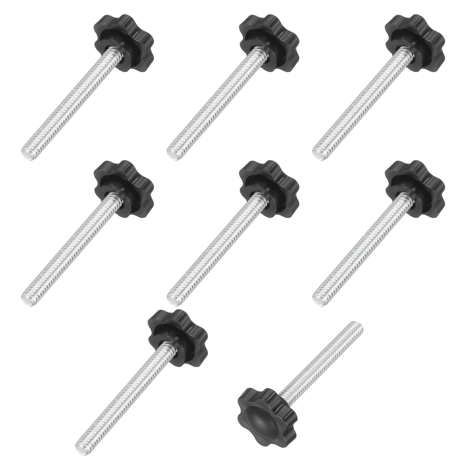 sourcing map 10Pcs 1/4"-20 Star Knobs 2" Threaded Stud Plastic Black