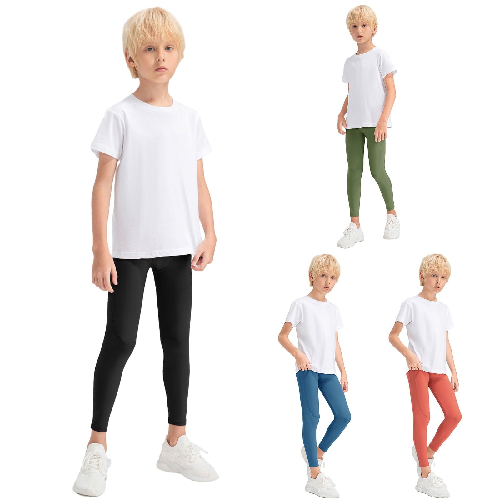 Naiyafly Pantalon de compression pour garçons - Leggings de compression pour enfants - Collants de base pour le football, le hockey - Legging athlétique - Pantalon de sport