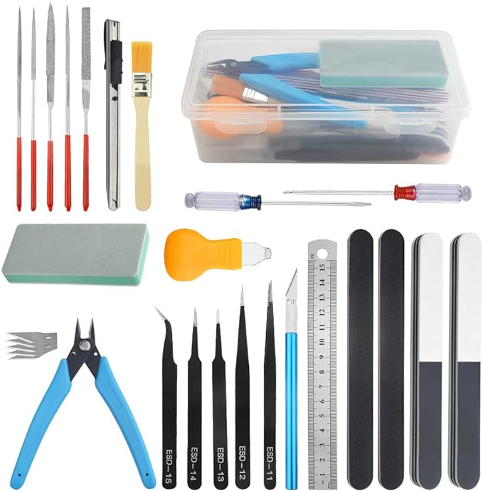 XINGYHENG 28Pcs Modeler Basic Tools Craft Set Compatible with Gundam Model Tools Kit with Plastic Box Hobby Model Assemble Building Repairing and Fixing DIY Craft Kit