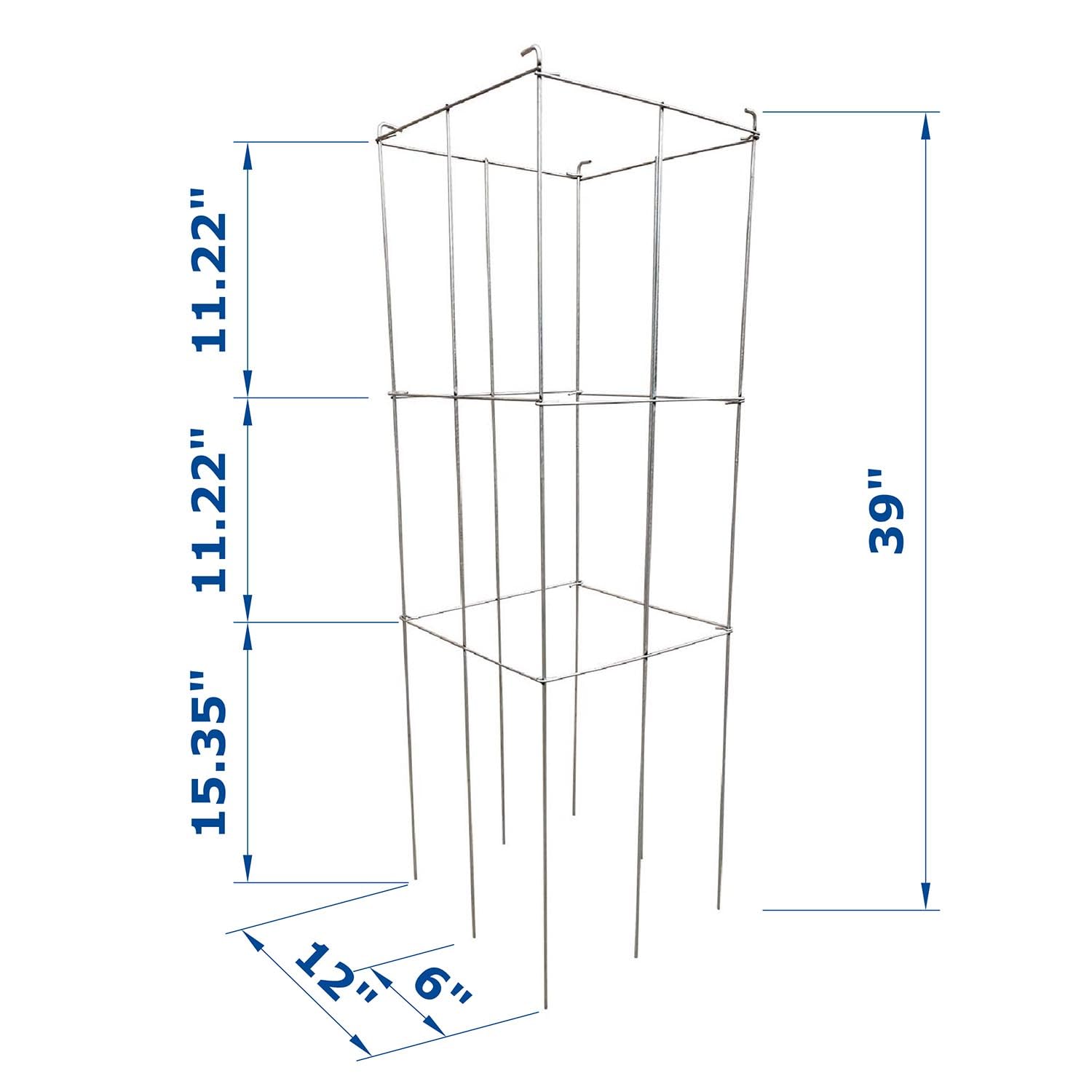 Confezione da 2 gabbie per pomodori, alte 30,5 x 99,5 cm, zincate, pieghevoli, quadrate, supporto per piante e pomodori, traliccio in metallo