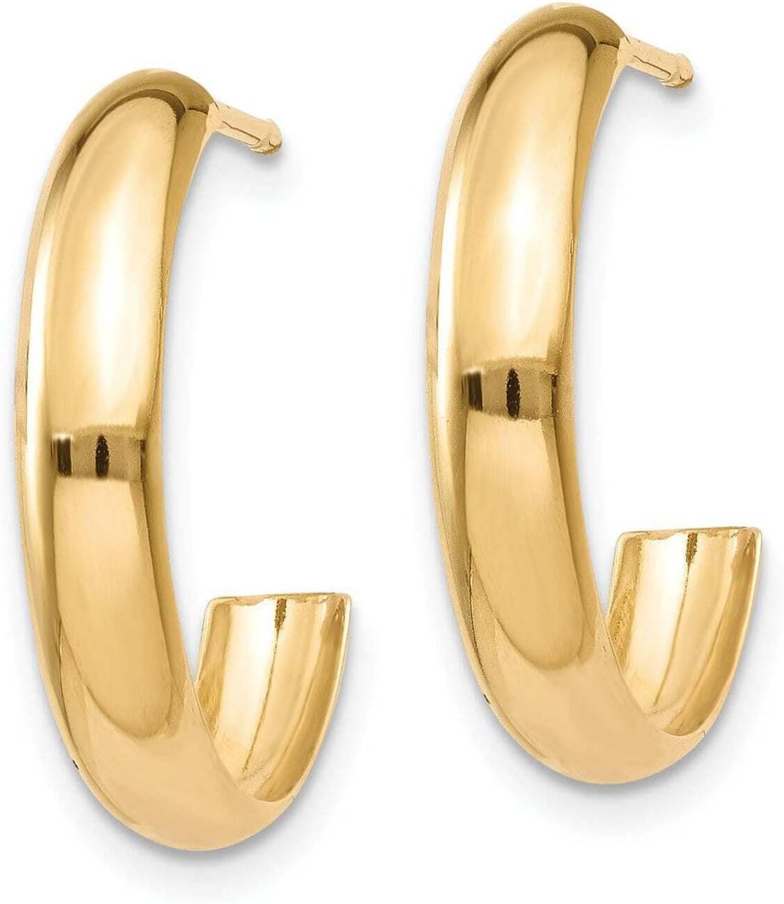14K Yellow Gold Polished 3.5mm J-Hoop Earrings