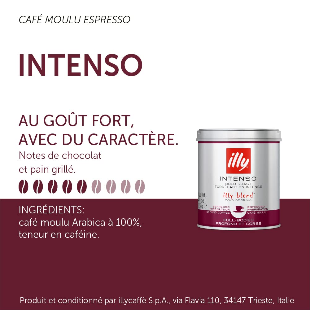 Illy, Coffret Cadeau Sapin de Noël - Trois boîtes de Café Moulu - Torréfié Classico, Torréfié Intenso, Arabica Sélection Brésil - 3 paquets de 125 gr, Total: 375 grammes