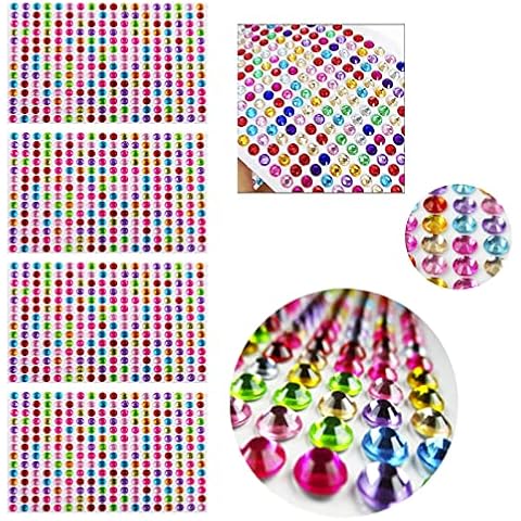 Cosymate 2520Pcs Rhinestone Stickers Self Adhesive Round Crystal Jewels Stickers Flat Back Stick on Gems Pearl Stickers for Crafts, Arts, Embellishment, DIY Nail, Makeup, Decor, 6mm Diameter, Colorful Cover