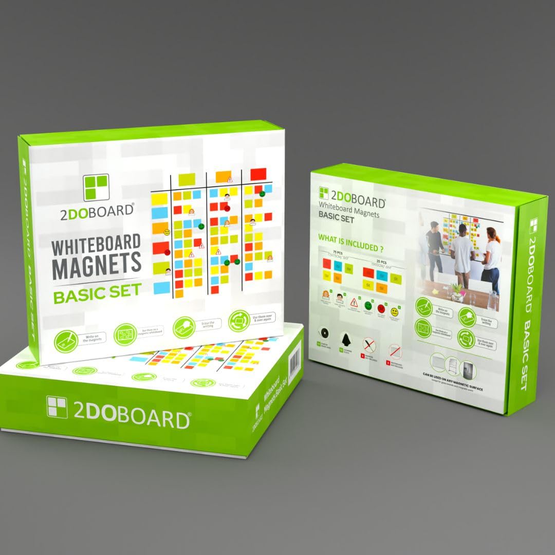 Kanban Board - Juego de notas magnéticas para pizarra blanca, notas adhesivas de borrado en seco, tiras magnéticas, imanes de emoji, tarjetas Scrum, imanes Kanban para tablero de
