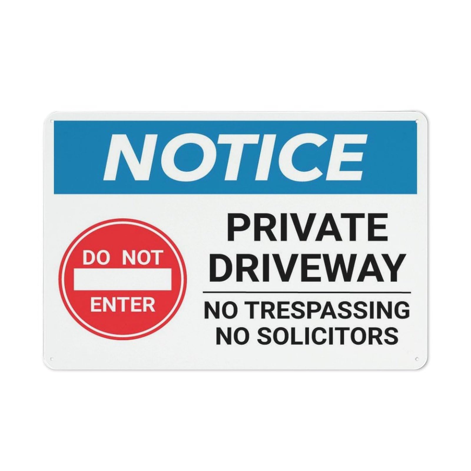 Xewazd A31 8"X12" Rust-Free Aluminum Notice Sign - Do Not Enter (Private Driveway | No Trespassing Or Solicitors) | Indoor & Outdoor Use For Fence Yard