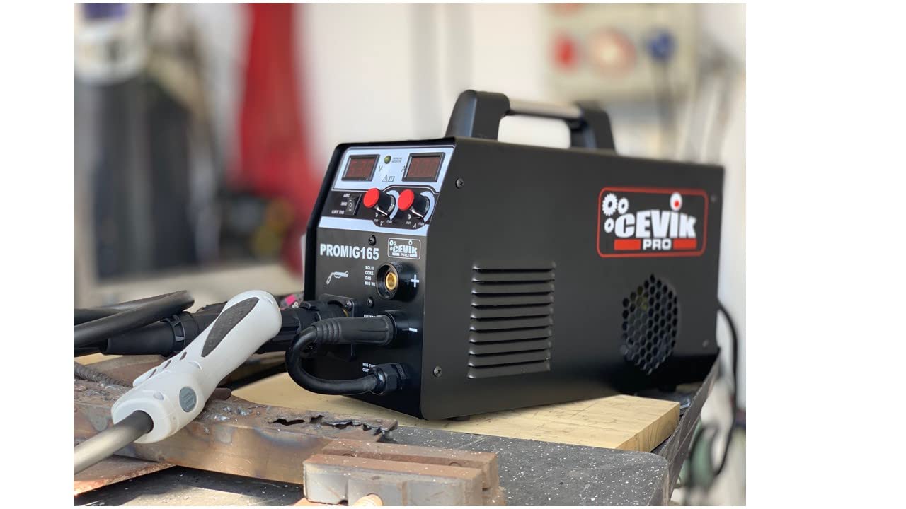 CEVIK PRO - CE-PROMIG200 - Soldador Inverter 3 en 1 MIG/TIG/MMA - 200 Amp - Pantalla LCD en Español - Regulación Sinérgica y Manual - Compatible con Diversos Materiales - Diseño Compacto y Portátil