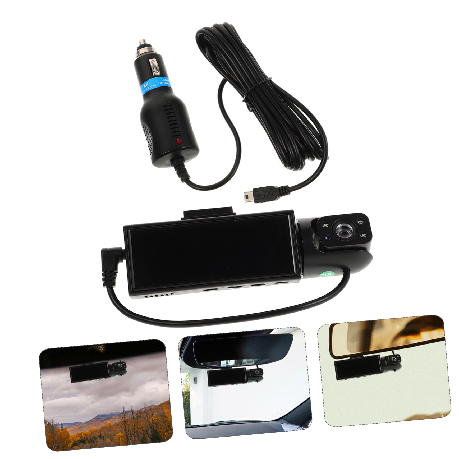 DOITOOL Cámara de Salpicadero Dual para Coche Grabación en Bucle y Visión Nocturna, Función Plug and Play, Material Plástico, Adecuado para Monitoreo Interior y Exterior del Vehículo