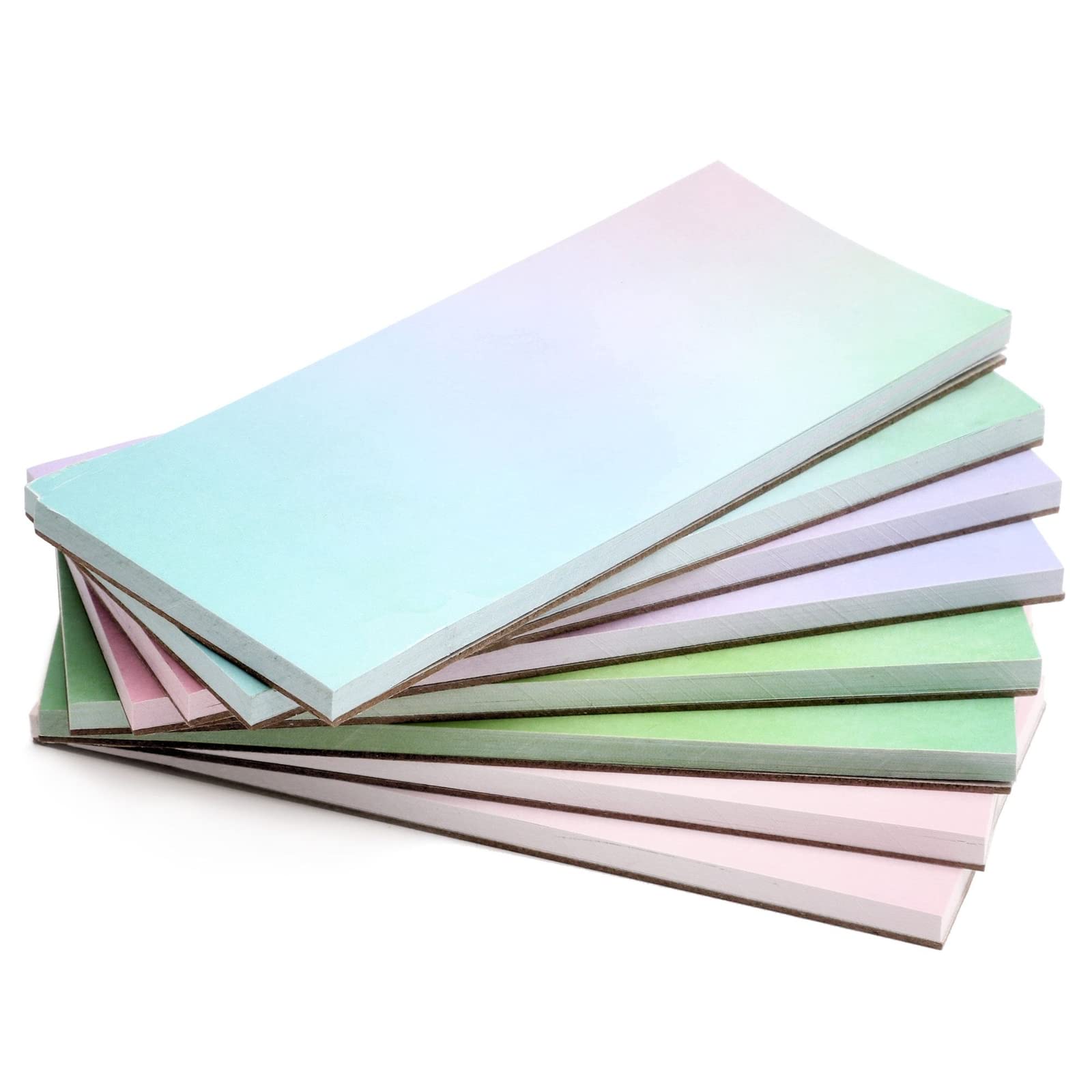Paper Junkie 8 Pack Watercolor Pastel Sticky Notes, Gradient Color to Do Notepads (5.5 x 2.35 in, 50 Sheets Per Pad)