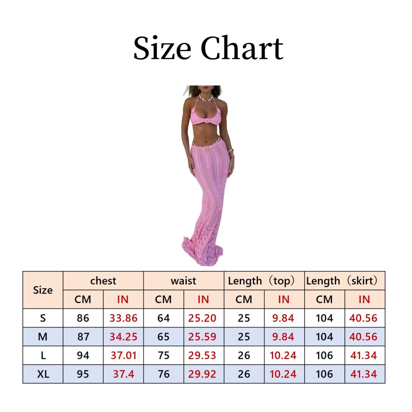 Per Donna Uncinetto Maglia 2 Pezzi Sexy Halter Crop Top Lunghezza Al Pavimento Gonna Copricostume Beachwear