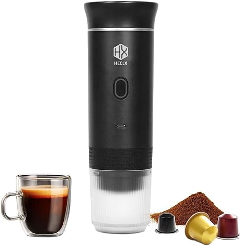 Máquina de café y café portátil - Negro, cafetera de viaje inalámbrica, batería de 7500 mAh, para campamento, RV, oficina, café caliente y helado