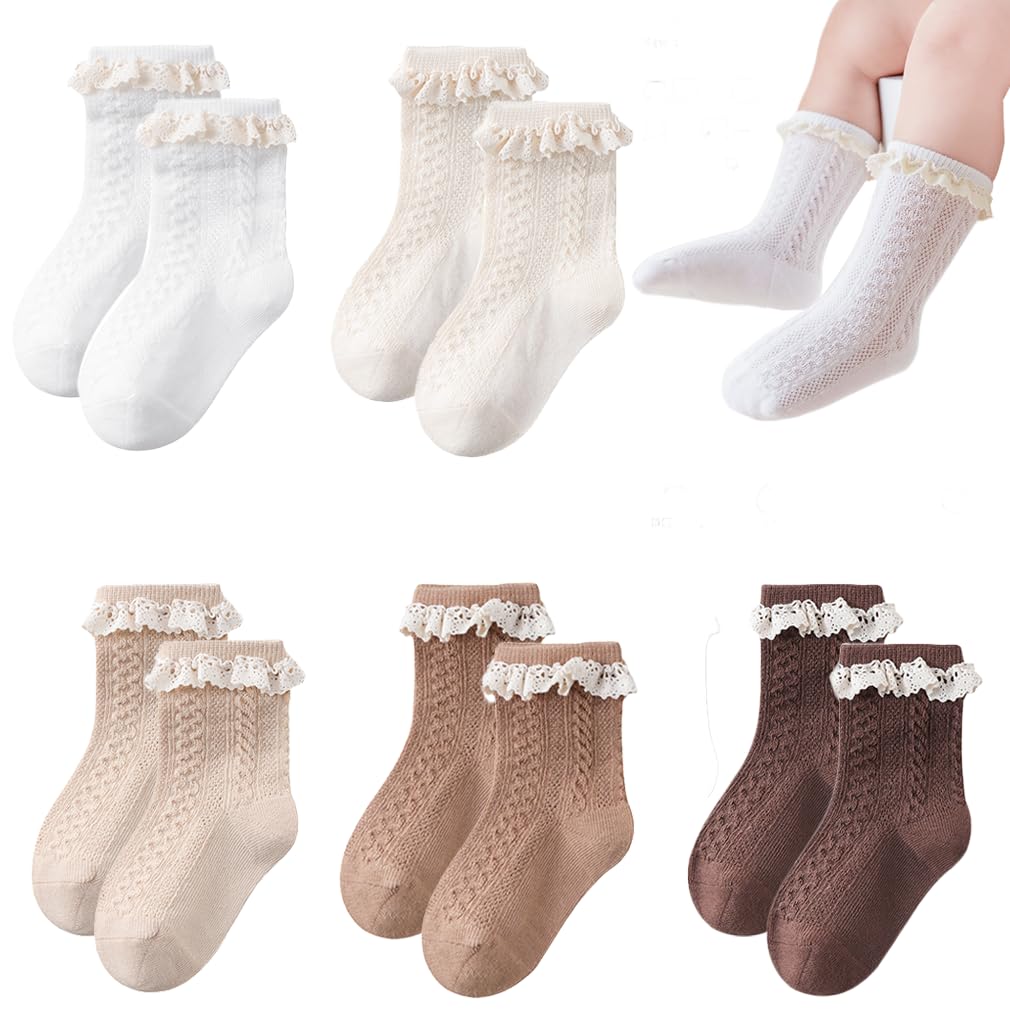 XiHSiHan Baby Girls' Ruffle Frilly Socks Calf Sock for Newborn Infant Toddlers Kids (6-12M)