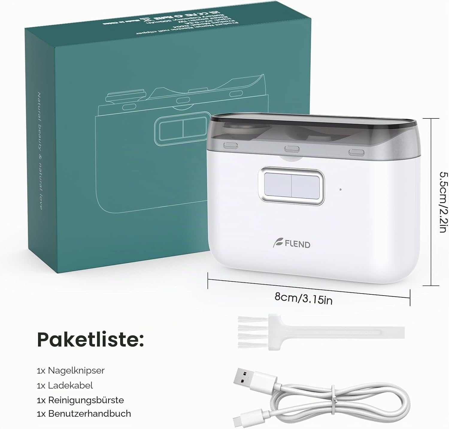 Elektrischer 2-in-1 Nagelknipser, Automatischer Nagelschneider & Nagelfeile, Wiederaufladbar mit LED-Licht, Schmerzfrei & Leise, Sicher & Präzise für Babys, Kinder, Erwachsene & Senioren