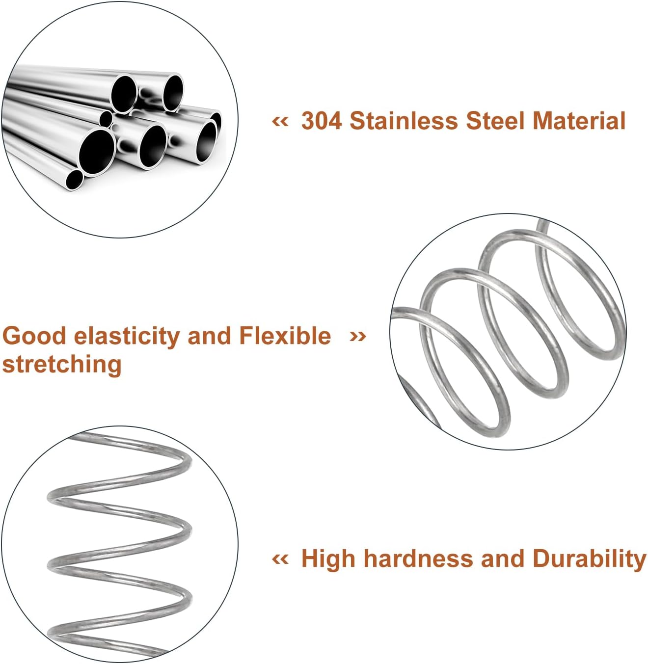 5Pcs Compression Spring, Wire Diameter 0.024", OD 0.31", Free Length 1.57" 304 Stainless Steel Coil Mechanical Compressed Spring, Silver