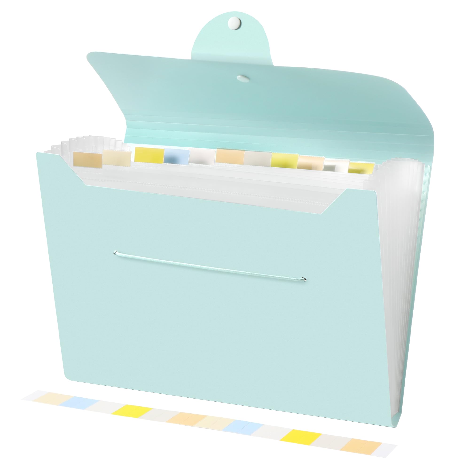 Brencco File Organiser 13 Pockets Expanding File Folders A4 Document Organiser Files Folder for Paperwork A4 for Home,Office and School Light Green