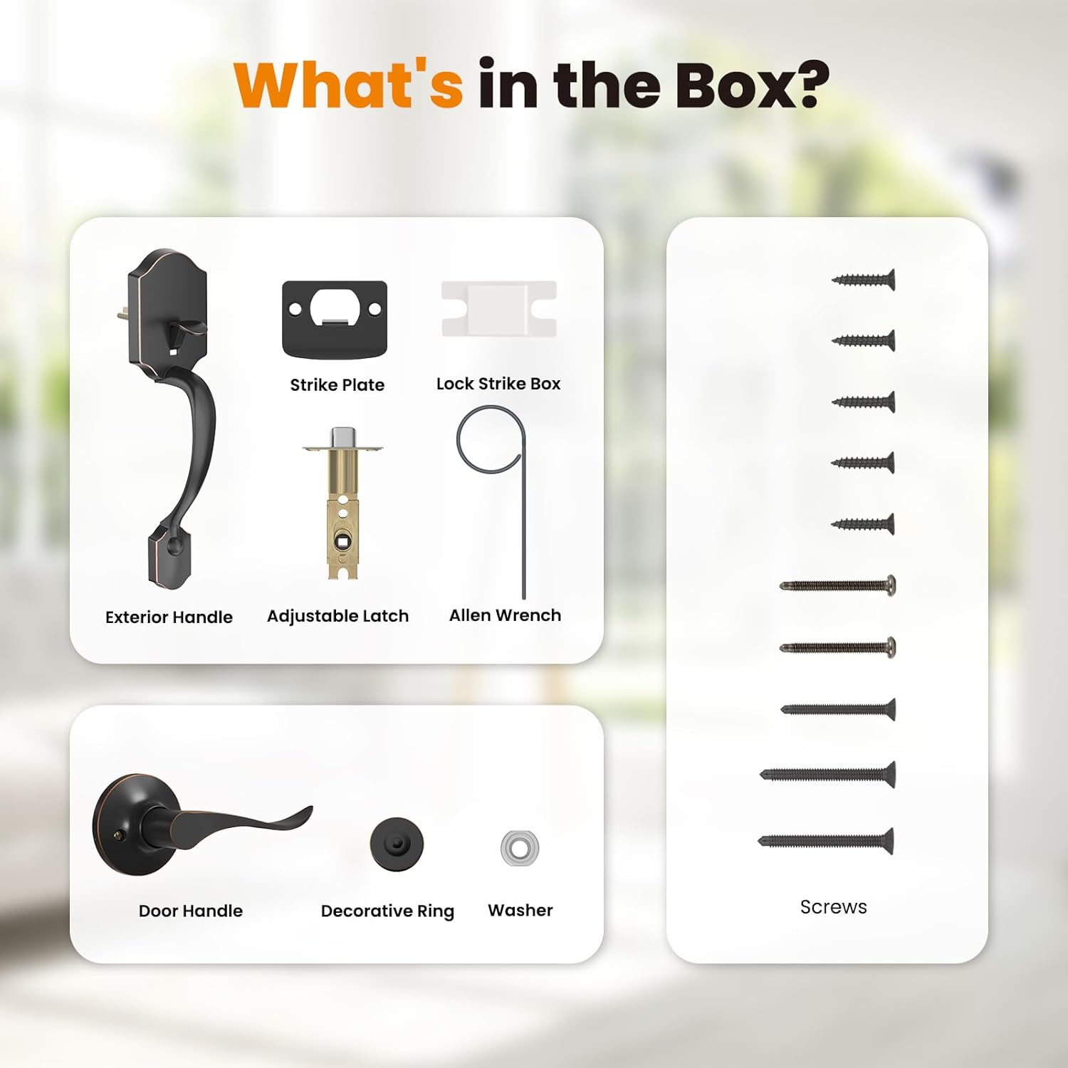 HOSOM Front Door Handle Set No Lock Exterior Door Handle with Reversible Lever, Entry Door Handleset for Right & Left-Handed Doors, Oil Rubbed Bronze