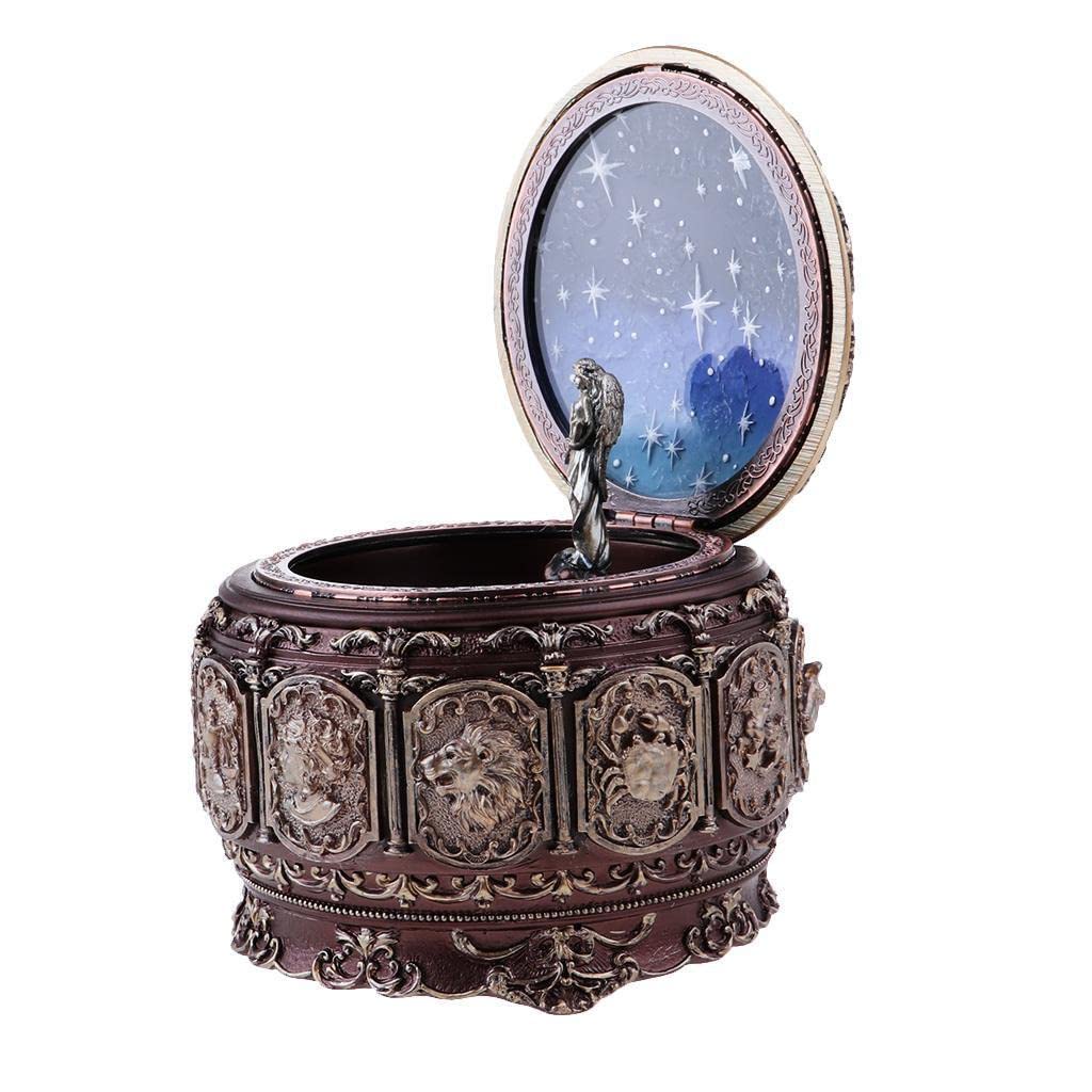 Caja de música LED de constelación de Sagitario vintage, coleccionable, retro, exquisita, tallada a mano, para regalos románticos, melodía de castillo en el cielo, perfecta para