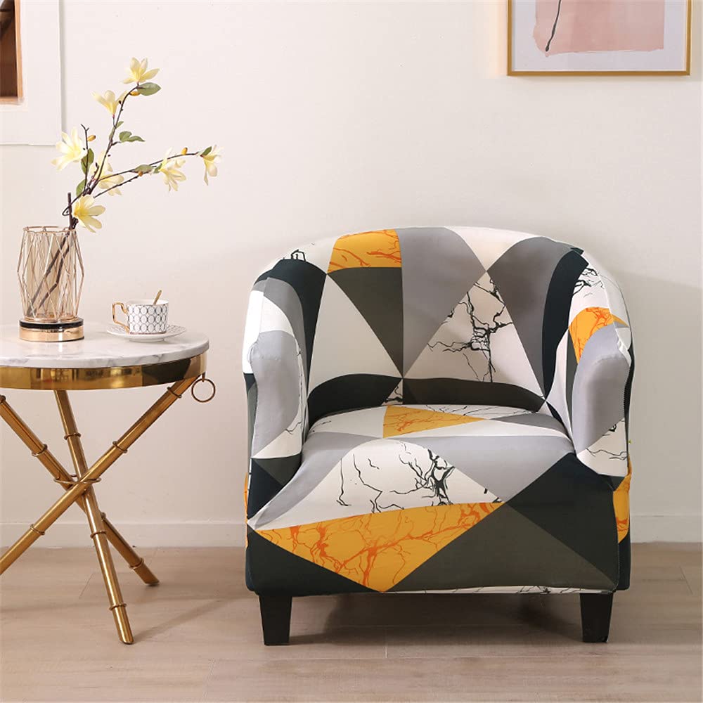 Highdi Geometric Marble Stretch Tub Chair Slipcover 1 Piece Club Sofa Cover For Armchair, Dust Proof Removable Washable Natural Style Furniture Protector Cover Couch Covers For Living Room (Geometric Marble)