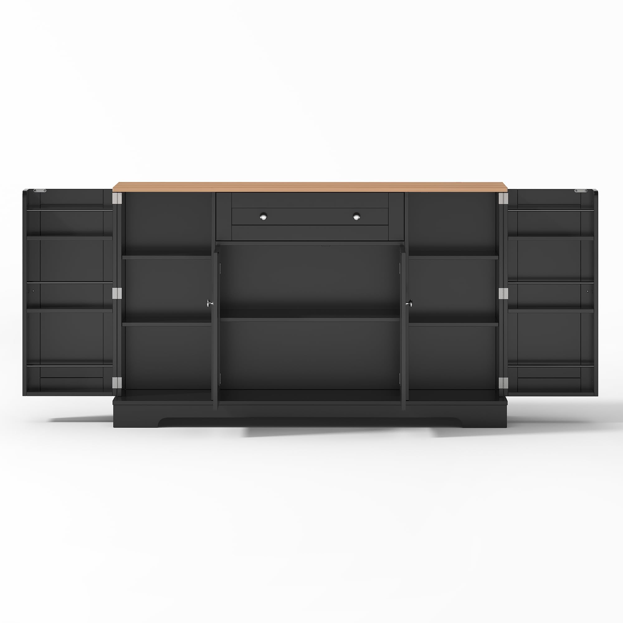 Buffet cucina multifunzione – 138 cm credenza con cassetto, ante e ripiani regolabili – Design moderno con protezione antiribaltamento, ideale per cucina, soggiorno e camera da letto