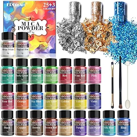 Polvo de mica - Pigmento de resina epoxi de 25+3 colores (5 g) Cover