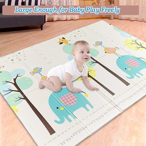 Miniatura 5 de Tapetes para bebé para jugar a gatear, extra grande, impermeable, plegable, de espuma, para piso, boca abajo, para niños, alfombras de juego para
