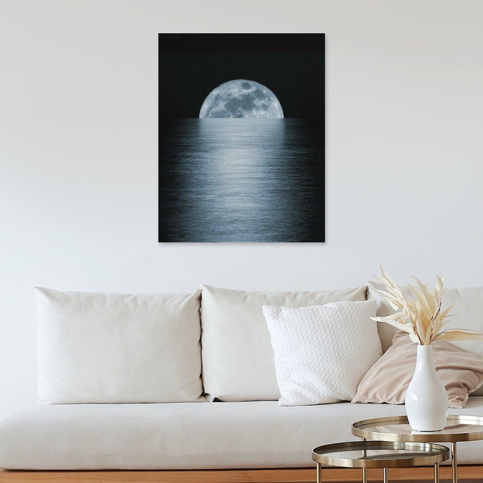 Amazon.co.jp: 絵画 夜の水面に映る月明かりインテリア 絵画 輝く水の