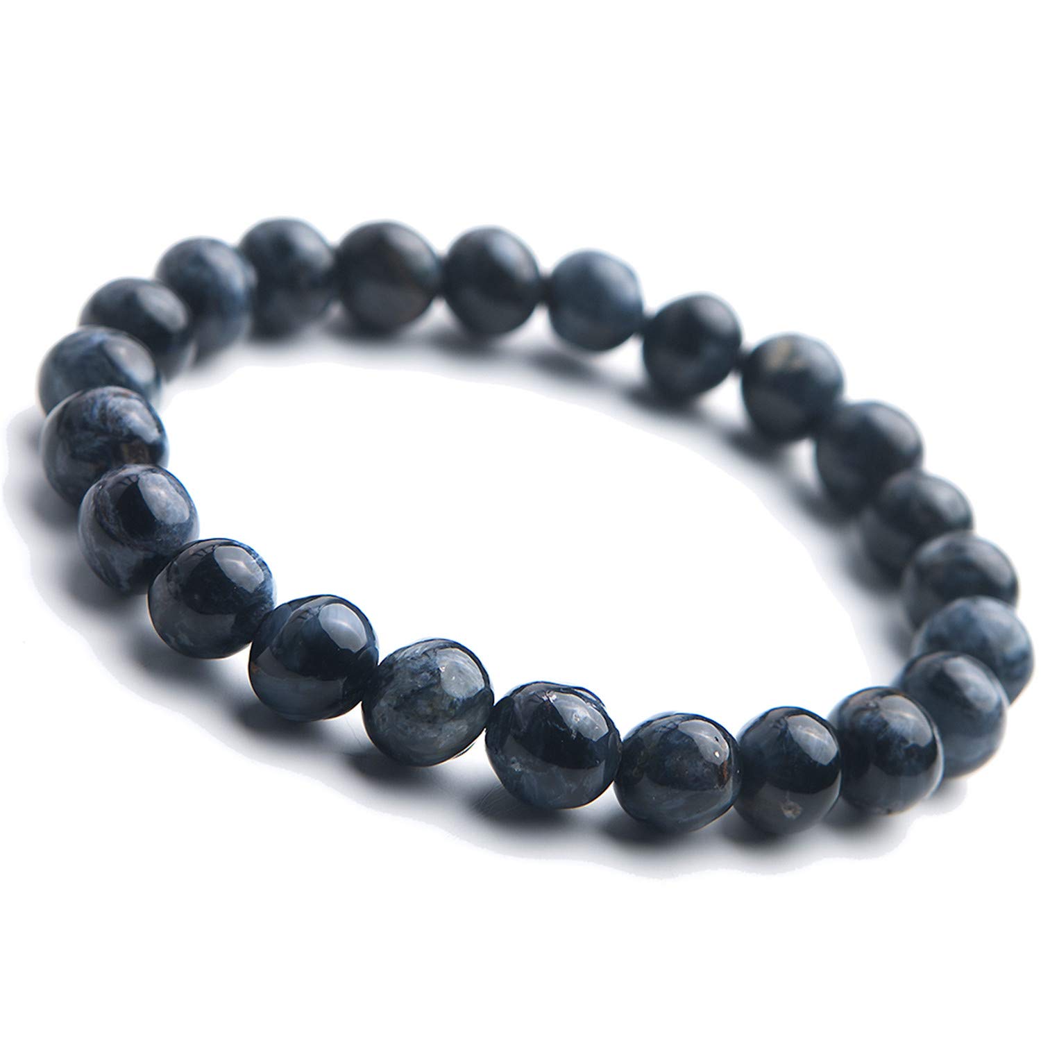 Muko Gemstone 8mm Genuine Natural Blue Pietersite Chatoyant Round Beads Women Men Bracelet AAAA