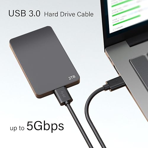 Miniatura 2 de Pocxwa Cable de disco duro USB 3.0 para Samsung Galaxy S5, Note 3, Note Pro 12.2, Hub USB Seagate FreeAgent, WD Western Digital My Passport, Toshiba