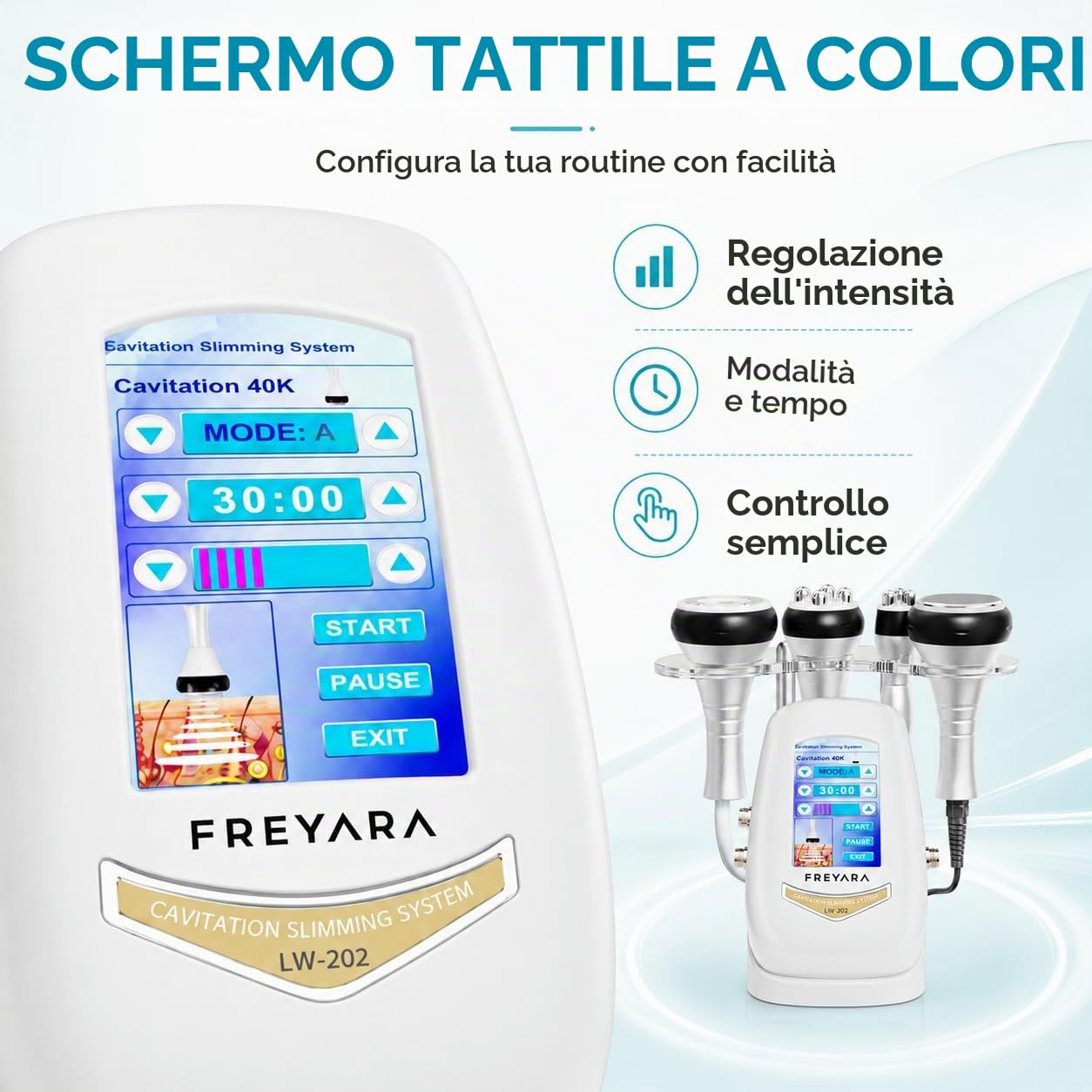 Freyara 4-in-1 40K Ultrasonic Radio Macchina Cavitazione Radiofrequenza Dispositivo Bellezza Corpo Viso Braccia Vita Pancia Gambe
