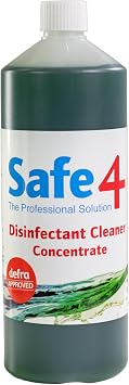 Safe4 Professional Disinfectant Concentrate - Enhanced Formulation,UK Manufactured,for Effective Virus & Bacteria Protection in Professional & Animal Care Settings 1L, Apple