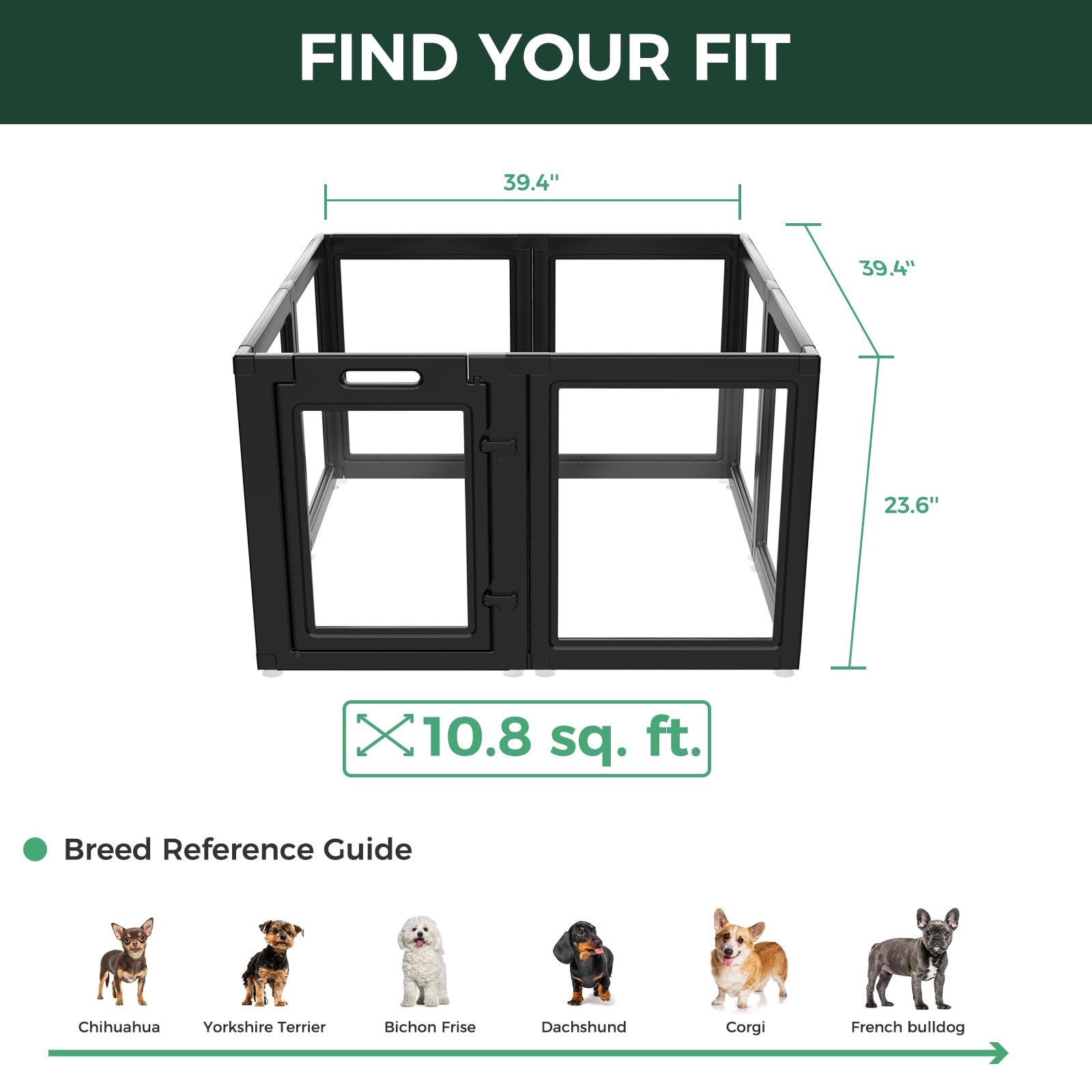 Amazon | FXW AuraSpace 透明アクリル犬用サークル 室内用 60cm 8枚