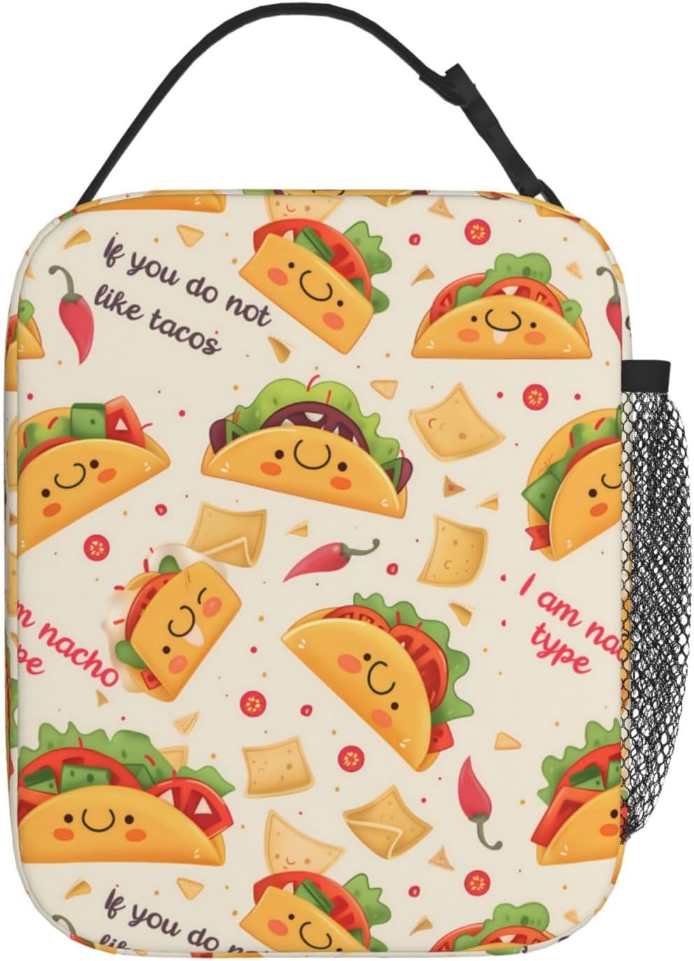 Reusable Taco Lunch Box for Kids Girls Boys Women Adult, Insulated Mexican Food Lunch Bag,Polyester Cooler Handbags Case for School Picnic Work Travel Beach or Hiking - Image 3