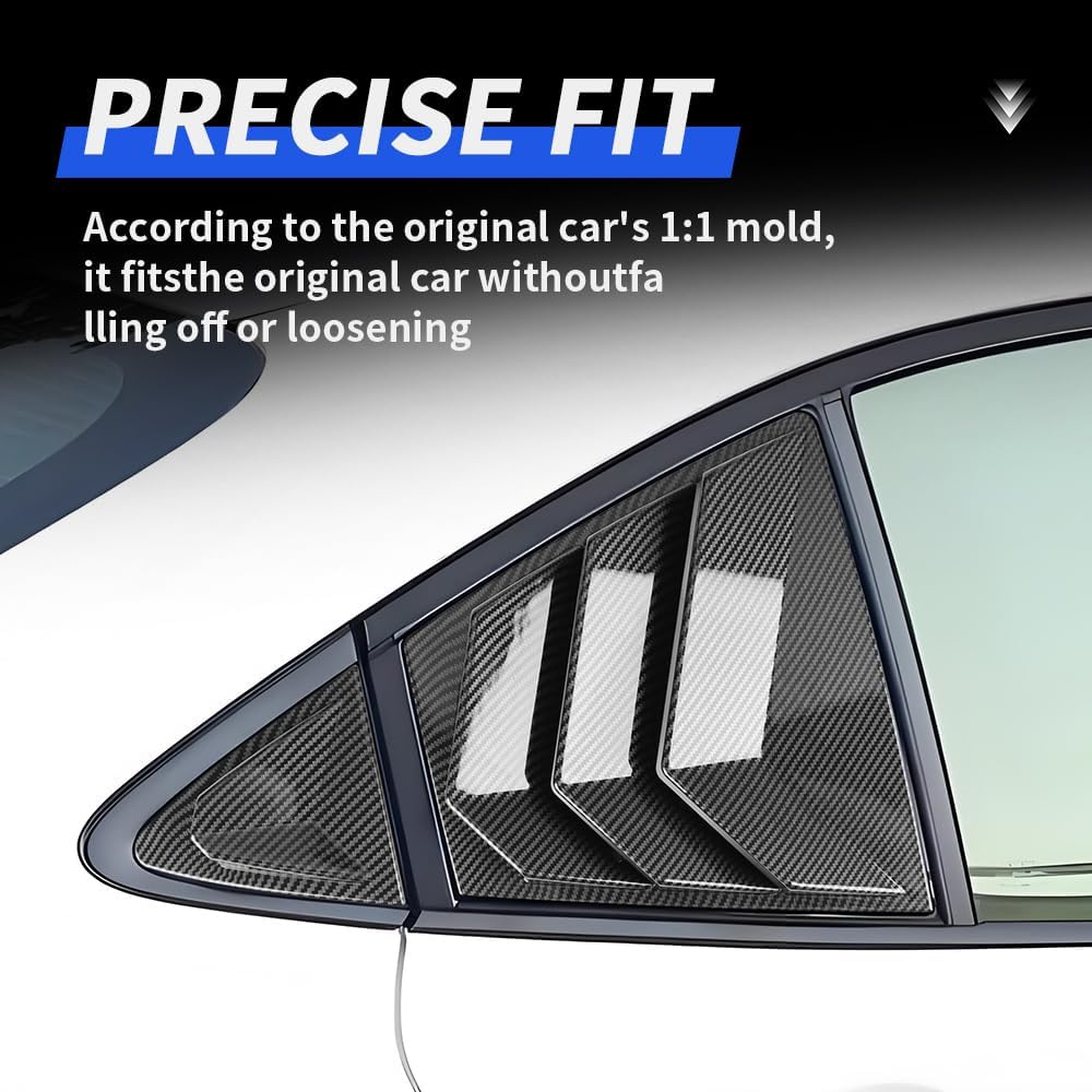 Car Rear Side Louvers Window Trim Panel for Toyota Corolla 2020 2021 2022 2023 2024 2025 2026 Auto Exterior Decorations Accessories Back Door Blinds Protection Cover Chrome Carbon Fiber Style