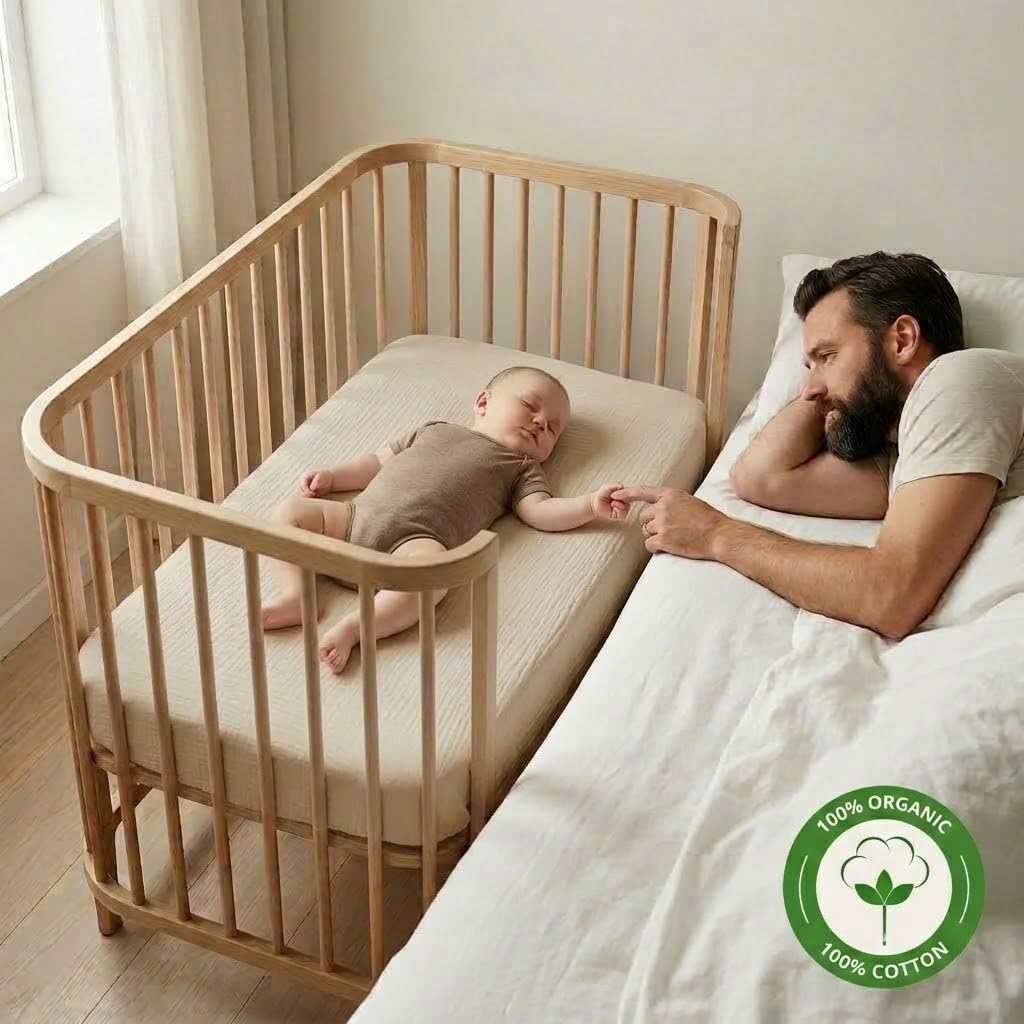 Danimarca - Lenzuola con angoli per culla in mussola super morbida, per ragazzi e ragazze, dimensioni standard per materasso per culla da 71 x 132 cm, 100% cotone biologico per il massimo