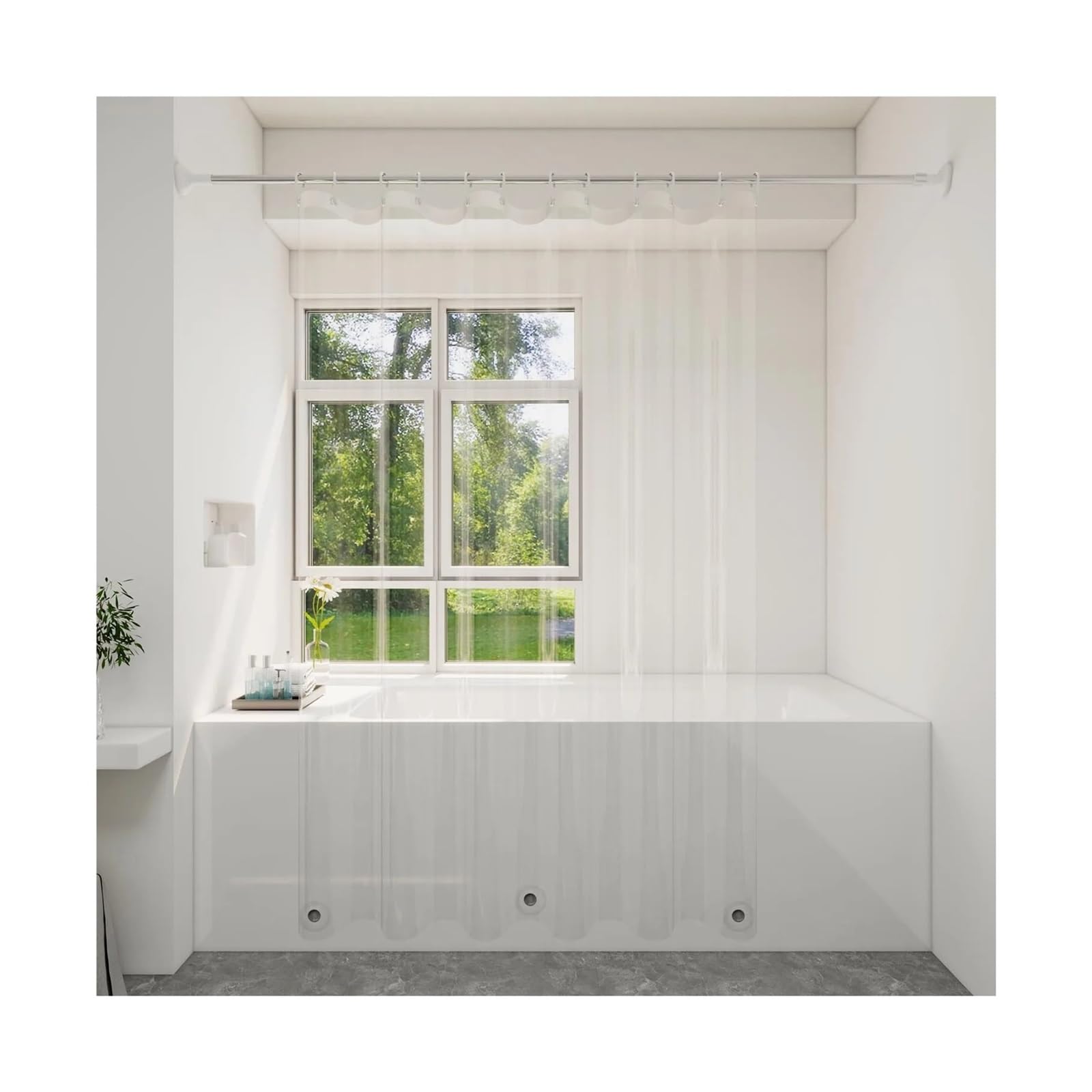 QHMMDCN Shower Curtain 1pc Transparent Magnet Shower Curtain, Waterproof PEVA Material, Bathroom Decor Item(180x200cm)