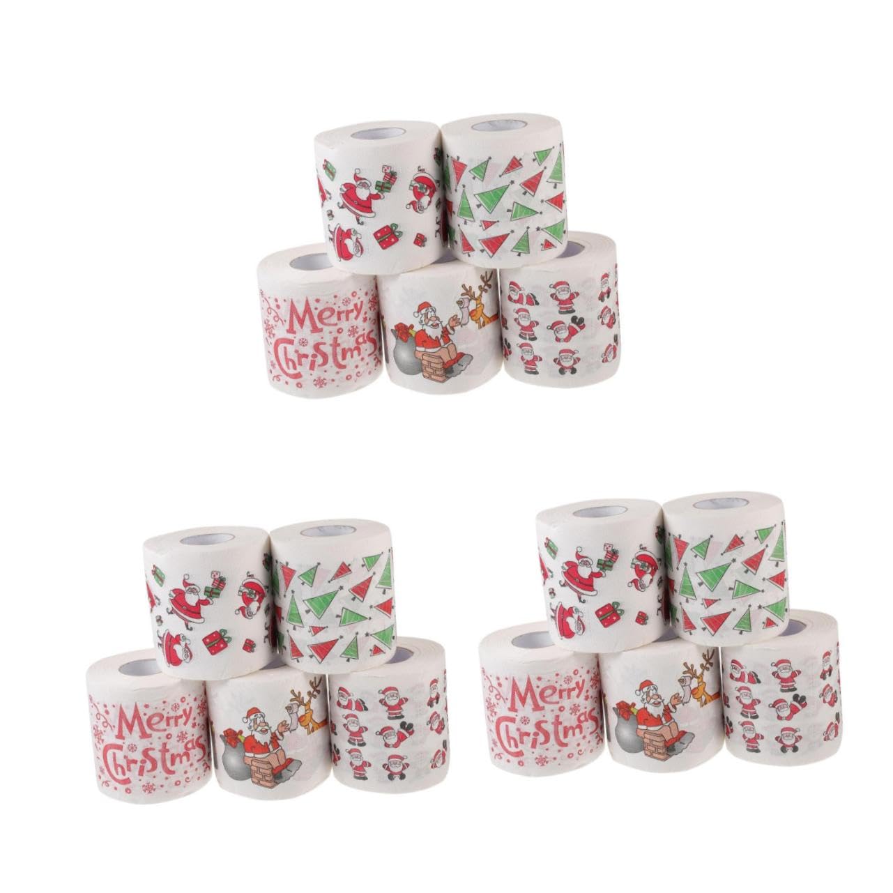 15 Rollen Weihnachts Servietten mit Festlichen Motiven Saugfähig Reißfest Staubfrei Einweg Papierservietten für Weihnachtsessen Party Deko Praktische Tischdekoration
