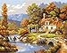 Produktbild CaptainCrafts New Malen Nach Zahlen 16x20 für Erwachsene, K0inder Leinwand - Auspicious Startseite Herbst, rustikale Hütten Herbst Strom (Frameless)