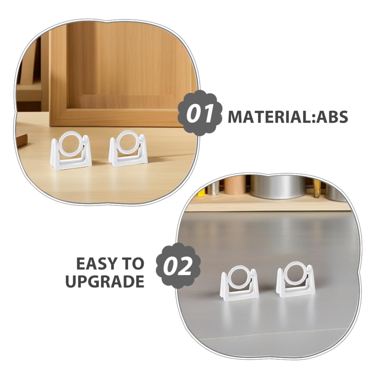 ULTECHNOVO 30pièces Supports de Tringle Auto-adhésifs Rotatifs pour Tringles à Rideaux Fixation Murale sans Perçage Crochets Plastique Blanc Lot
