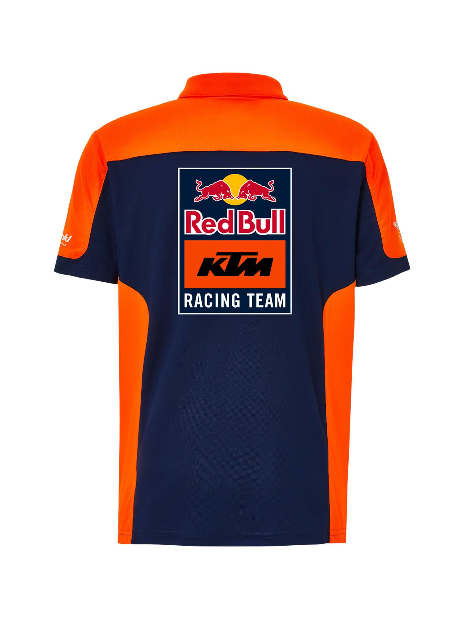 Red Bull - KTM Replica Team Polo KTM Racing Team Logo - Hommes - Taille S - Bleu/Orange - Tissu évacuant l'humidité - Col polo classique