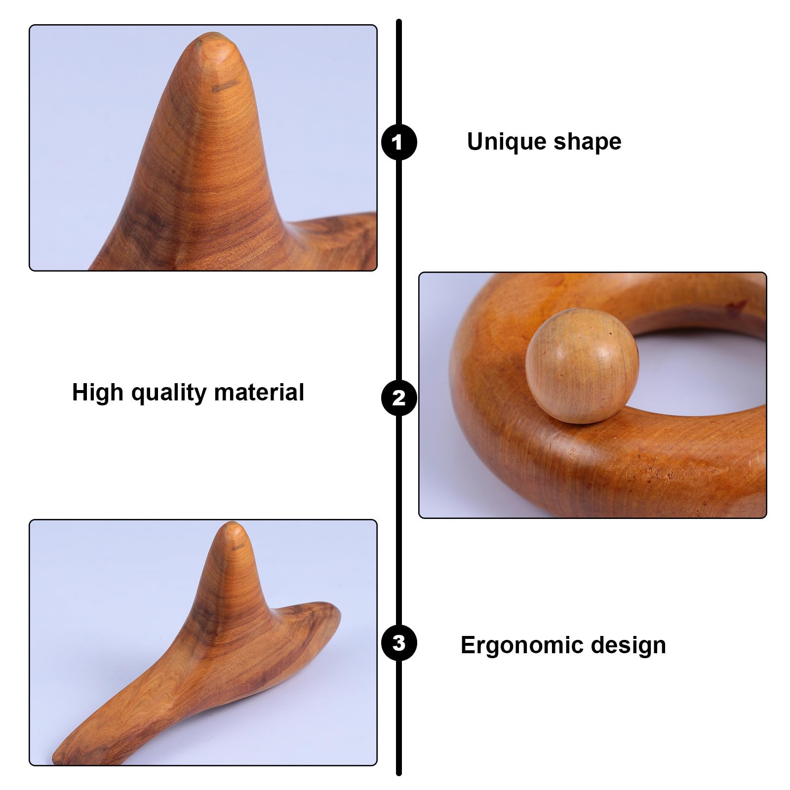 Balacoo Set de 5 Herramientas de Masaje Gua Sha de Madera de Sándalo, Ligero, Promueve la Circulación Sanguínea, Adecuado para Uso en Piernas y Hombros en Viajes o Trabajo